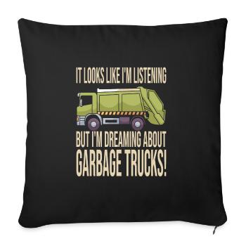 Garçon d’anniversaire de camion à ordures - Housse de coussin décorative 45 x 45 cm - noir - Devant