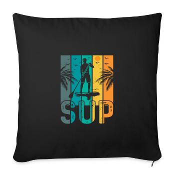 SUP Retro Stand Up Paddle Boarding - Sofa pillowcase 17,3'' x 17,3'' (45 x 45 cm) - black - Front