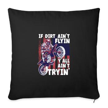 Course de piste de terre drôle si la terre ne vole pas - Housse de coussin décorative 45 x 45 cm - noir - Devant