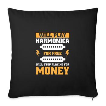 Funny Harmonica Saying Harmonica Player - Sofakissenbezug 45 x 45 cm - Schwarz - Vorne