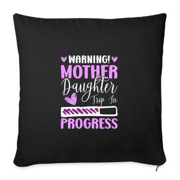 Drôle de voyage en famille entre mère fille - Housse de coussin décorative 45 x 45 cm - noir - Devant