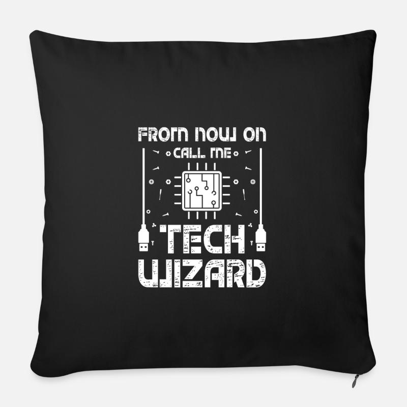 Call Me Tech Wizard Funny IT Support Computer - Sofa pillowcase 17,3'' x 17,3'' (45 x 45 cm) - black