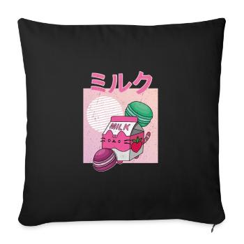 Japan Japanisch Getränk Erdbeere Milkshake - Sofakissenbezug 45 x 45 cm - Schwarz - Vorne