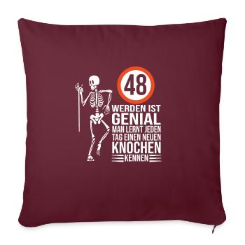 48.Geburtstag - Sofakissenbezug 45 x 45 cm - Burgunderrot - Vorne