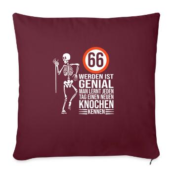 66.Geburtstag - Sofakissenbezug 45 x 45 cm - Burgunderrot - Vorne
