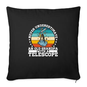 Telescope Physics School Astronomy Stars - Sofa pillowcase 17,3'' x 17,3'' (45 x 45 cm) - black - Front