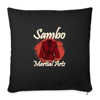 Sambo Fighter Russie Costume de sport Style de combat - Housse de coussin décorative 45 x 45 cm - noir - Devant