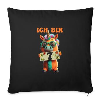 7. Geburtstag - Sofakissenbezug 45 x 45 cm - Schwarz - Vorne