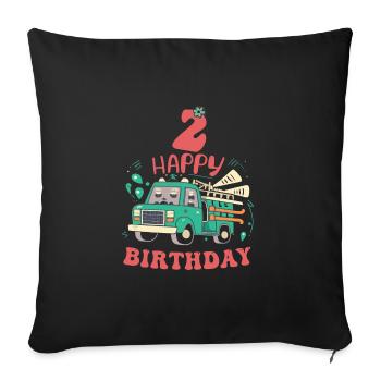 2nd Birthday Guys - Sofa pillowcase 17,3'' x 17,3'' (45 x 45 cm) - black - Front