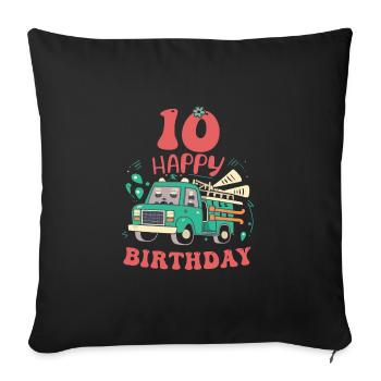 10th Birthday Boys - Sofa pillowcase 17,3'' x 17,3'' (45 x 45 cm) - black - Front