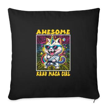 Krav Maga - Housse de coussin décorative 45 x 45 cm - noir - Devant