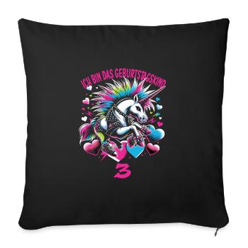 Kindergeburtstag - Sofakissenbezug 45 x 45 cm - Schwarz - Vorne