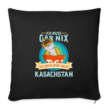 Kasachstan Kasach Katze National Flagge Adler - Sofakissenbezug 45 x 45 cm - Schwarz - Vorne