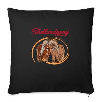 Shetland Pferdehalter Shetty Pony Reitsport - Sofakissenbezug 45 x 45 cm - Schwarz - Vorne