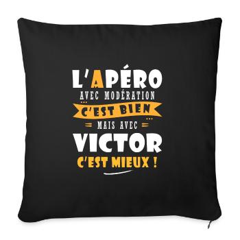 Victor Cadeau Humour personnalisé cadeau victor - Housse de coussin décorative 45 x 45 cm - noir - Devant