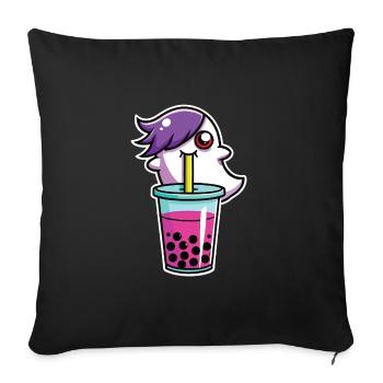 Thé à bulles - Housse de coussin décorative 45 x 45 cm - noir - Devant