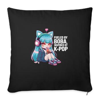 K pop und bubble Tea - Sofakissenbezug 45 x 45 cm - Schwarz - Vorne