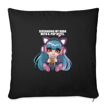 K pop und bubble Tea - Sofakissenbezug 45 x 45 cm - Schwarz - Vorne