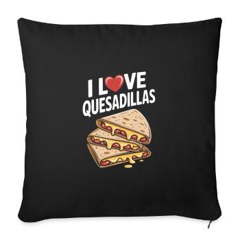 J’adore les quesadillas Pile de fromage fondant - Housse de coussin décorative 45 x 45 cm - noir - Devant