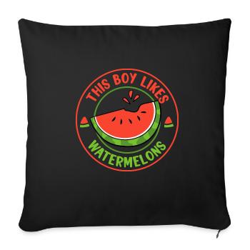 Garçon aime les pastèques Fruits d'été - Housse de coussin décorative 45 x 45 cm - noir - Devant