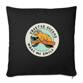 Les geckos huppés me font sourire mignon lézard - Housse de coussin décorative 45 x 45 cm - noir - Devant