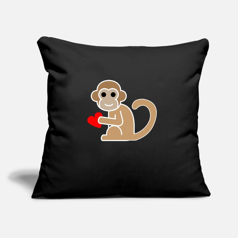 Affe Herz Tierliebe Geschenk Süß Äffchen Primat Sofakissenbezug 45 x 45 cm