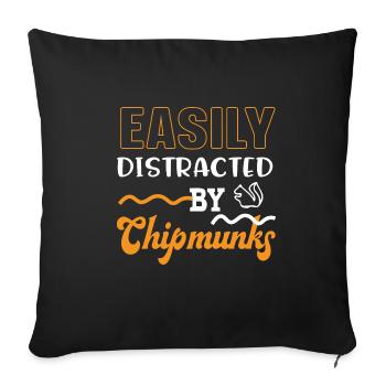 Distrait par les Chipmunks Ironic Squirrel Forest - Housse de coussin décorative 45 x 45 cm - noir - Devant