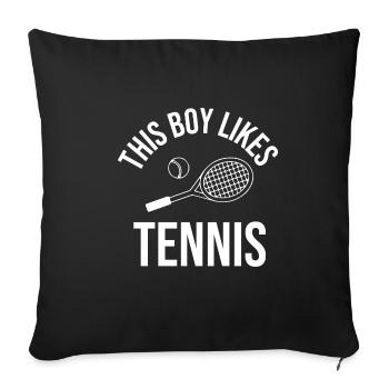 Un garçon aime le tennis, un joueur de tennis - Housse de coussin décorative 45 x 45 cm - noir - Devant