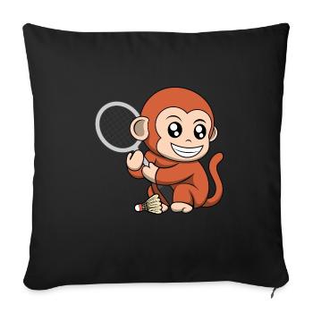 Raquette de badminton Cute Monkey Hobby Sports - Housse de coussin décorative 45 x 45 cm - noir - Devant