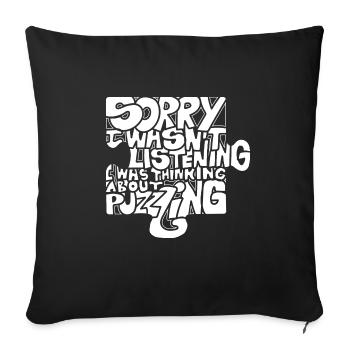 Thinking About Puzzling Hobby Jigsaw Puzzler - Sofa pillowcase 17,3'' x 17,3'' (45 x 45 cm) - black - Front