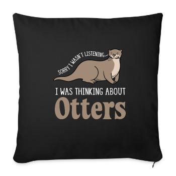 Penser aux loutres, nature, animaux marins, - Housse de coussin décorative 45 x 45 cm - noir - Devant