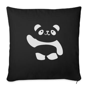 Illustration de croquis de panda, animal animalier - Housse de coussin décorative 45 x 45 cm - noir - Devant