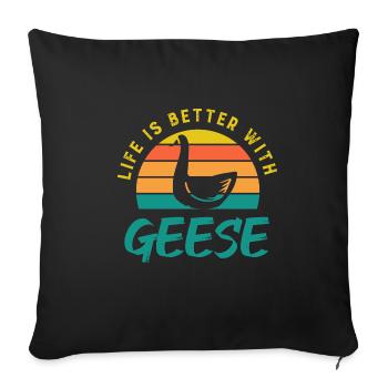 Life With Geese Bird Nature Cute Goose - Sofa pillowcase 17,3'' x 17,3'' (45 x 45 cm) - black - Front