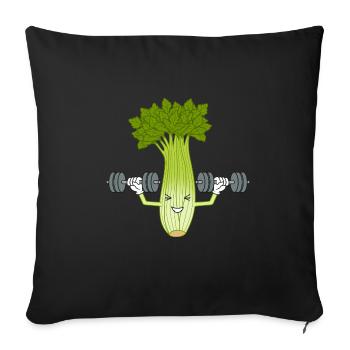 Exercice de musculation Ironic Leek Leek Gym - Housse de coussin décorative 45 x 45 cm - noir - Devant