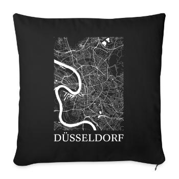 Karte von Düsseldorf - Sofakissenbezug 45 x 45 cm - Schwarz - Vorne