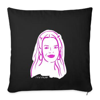 00s / Woman Portrait / Girl Power / minavi - Sofa pillowcase 17,3'' x 17,3'' (45 x 45 cm) - black - Front