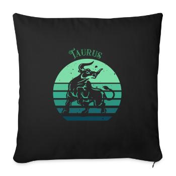 Logo rétro signe astrologique "Taureau" - Housse de coussin décorative 45 x 45 cm - noir - Devant