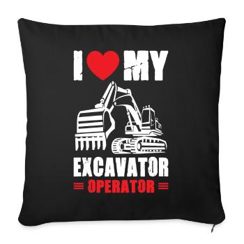 I Love Excavator Operator - Sofa pillowcase 17,3'' x 17,3'' (45 x 45 cm) - black - Front