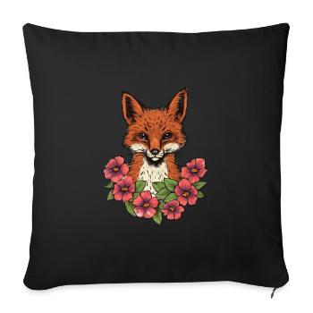 Renard en fleurs - Housse de coussin décorative 45 x 45 cm - noir - Devant