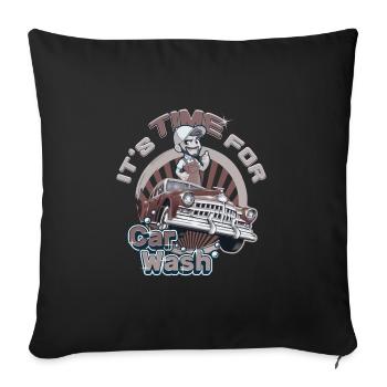 Il est temps pour le lavage de voiture - look vintage - Housse de coussin décorative 45 x 45 cm - noir - Devant