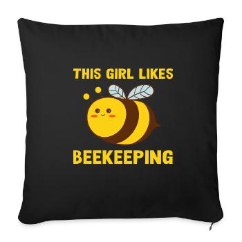 Fille aime l'apiculture miel et abeille - Housse de coussin décorative 45 x 45 cm - noir - Devant