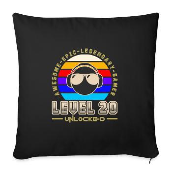 Level 20 - Sofa pillowcase 17,3'' x 17,3'' (45 x 45 cm) - black - Front