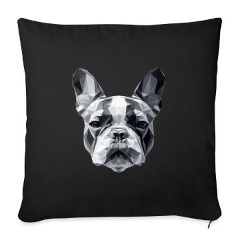 Bouledogue français Low Poly Design - Housse de coussin décorative 45 x 45 cm - noir - Devant