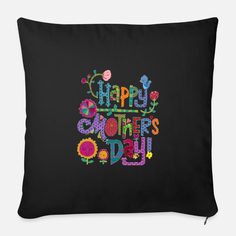 Alles Gute zum Muttertag Buntes Design - Sofakissenbezug 45 x 45 cm - Schwarz
