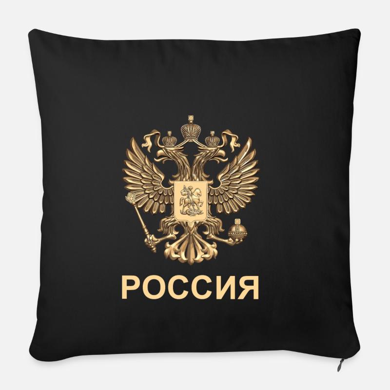 Russie T-shirt idée de cadeau de Noël drôle - Housse de coussin décorative 45 x 45 cm - noir
