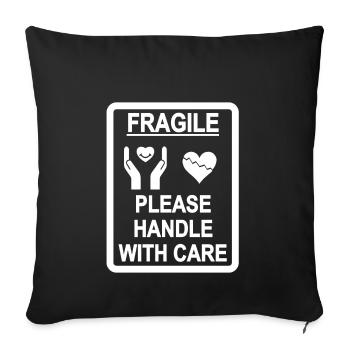 white fragile heart - Sofa pillowcase 17,3'' x 17,3'' (45 x 45 cm) - black - Front