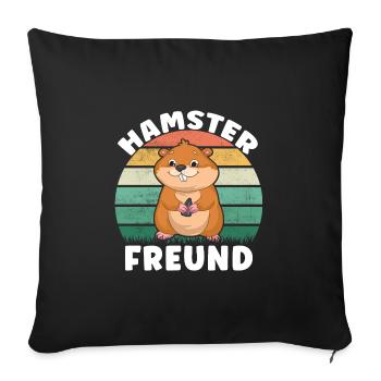Hamster Freund Niedlicher Hamster Goldhamster - Sofakissenbezug 45 x 45 cm - Schwarz - Vorne