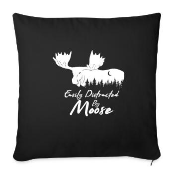 Distracted by Wildlife Forest Animal Moose Nature - Sofa pillowcase 17,3'' x 17,3'' (45 x 45 cm) - black - Front
