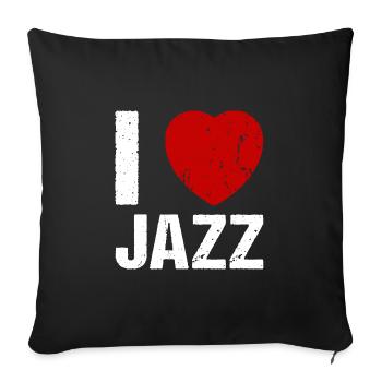 I love Jazz Herz Musik - Sofakissenbezug 45 x 45 cm - Schwarz - Vorne
