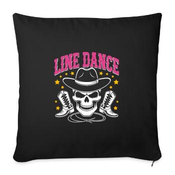 Line Dance Skull with Stetson and Boots and Lasso - Sofa pillowcase 17,3'' x 17,3'' (45 x 45 cm) - black - Front
